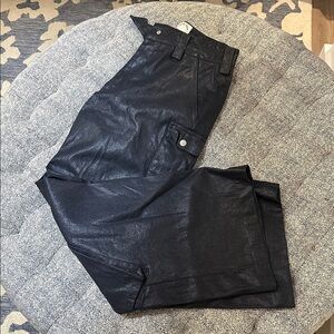 With Jean Navy Waxed Rain Cargo Pants